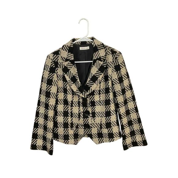 Coldwater Creek Jackets & Blazers - Coldwater Creek Womens Buffalo Check Chenille Jacket Blazer Plaid Sz 4 Small